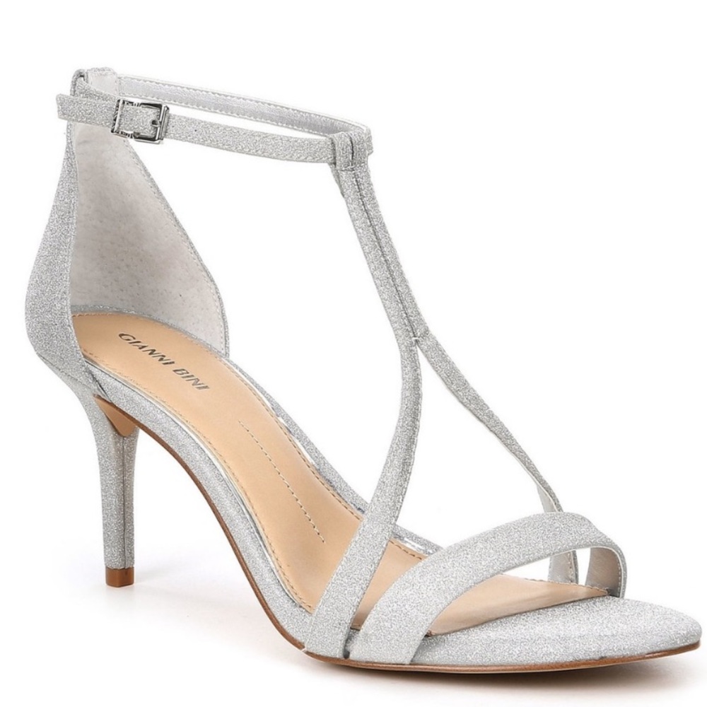 Gianni Bini Silver T-Strap 3” Formal Heel
